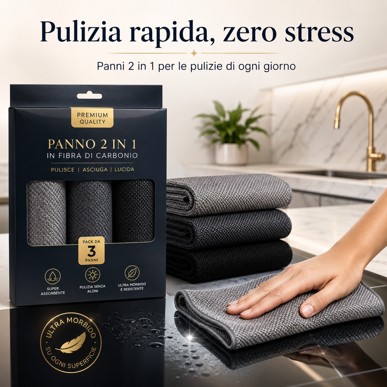 Panno 2 in 1 Fibra di Carbonio – Confezione 3 pezzi