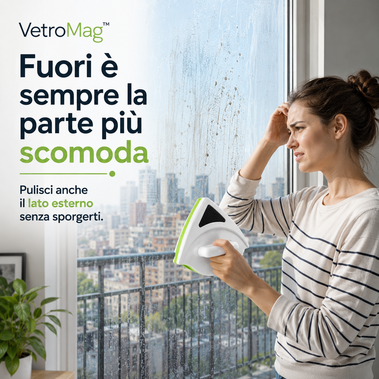 VetroMag™ Lavavetri a Calamita per Pulire Interno ed Esterno del Vetro in un Solo Passaggio