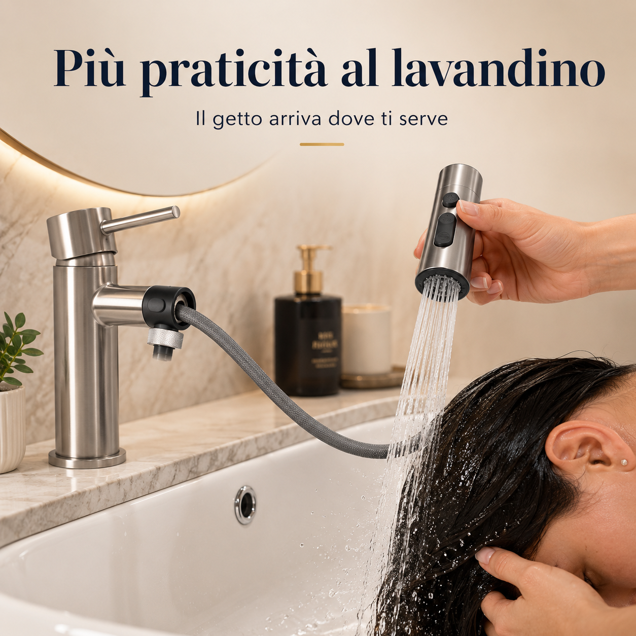 Doccetta per Lavandino Bagno con Tubo Estensibile